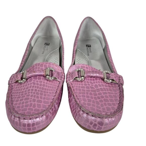 White Mountain Lavender Pink Metallic Embossed Croc Driving Loafers Sz 9 NWOT - Picture 2 of 8